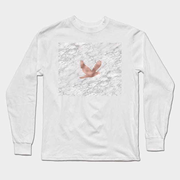 Rose gold marble dove Long Sleeve T-Shirt by marbleco